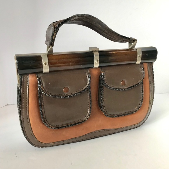 Vintage Bloomingdales Brown Leather Handbag - Picture 2 of 8